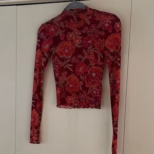 Forever 21 Sheer Floral Long Sleeve Top